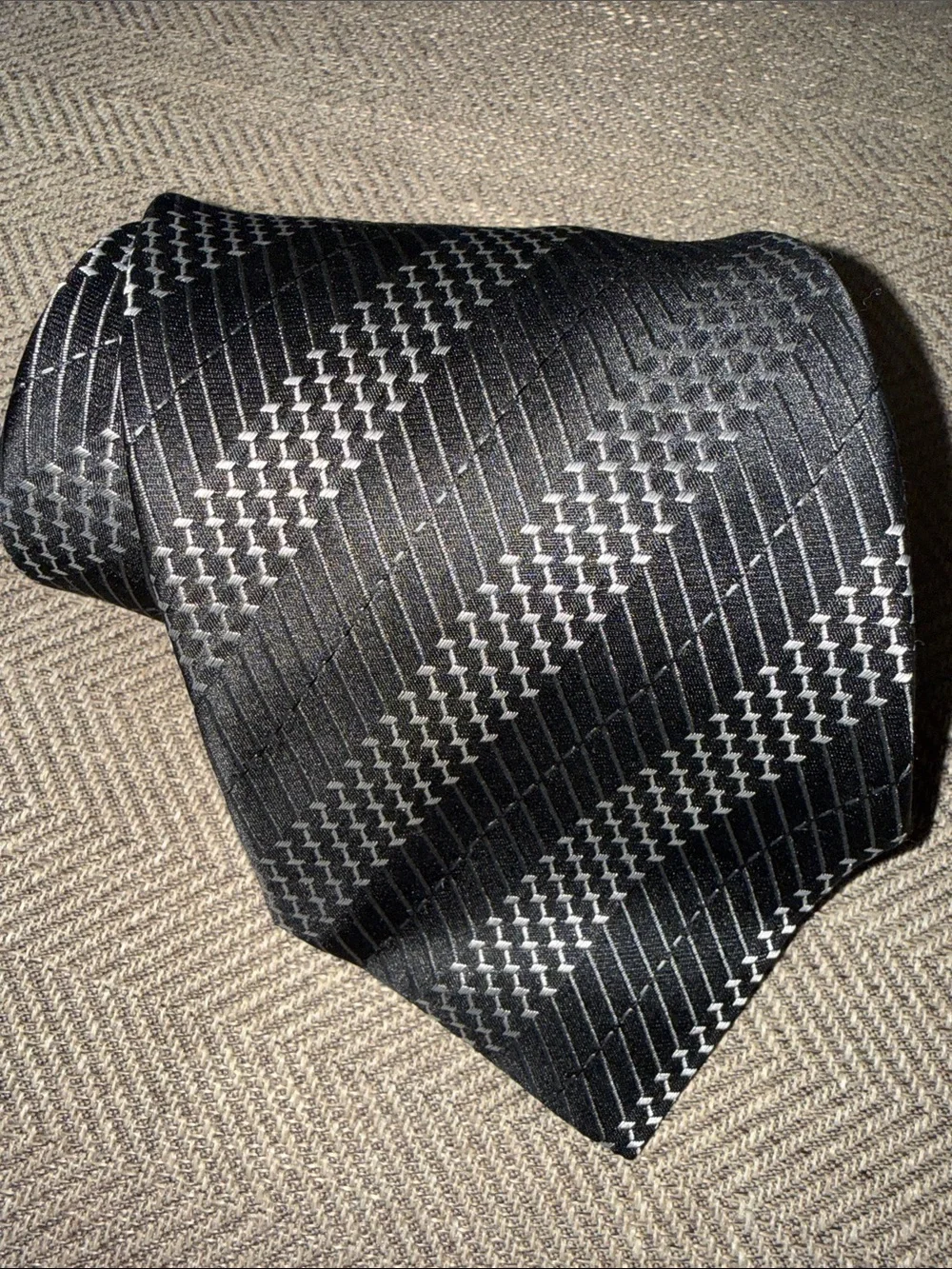Giorgio Armani Black/ White Silk Tie